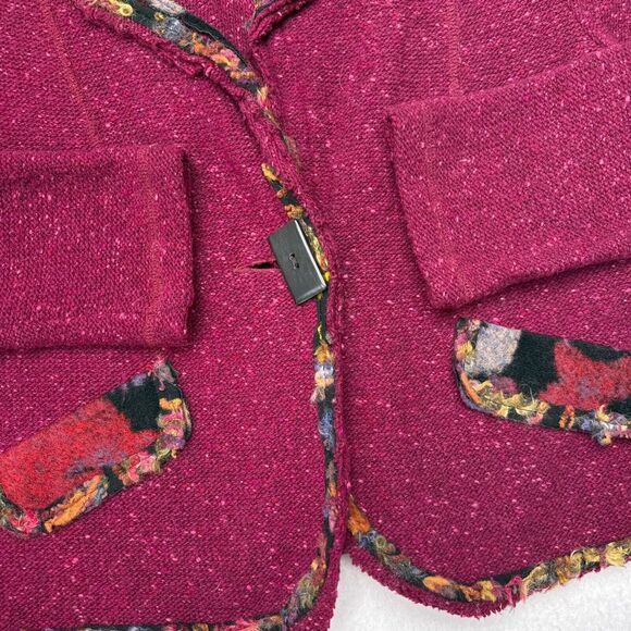 Vintage Canvasbacks Sweater Size Medium Pink Cardigan‎ Lagenlook Art To Wear - Picture 4 of 10